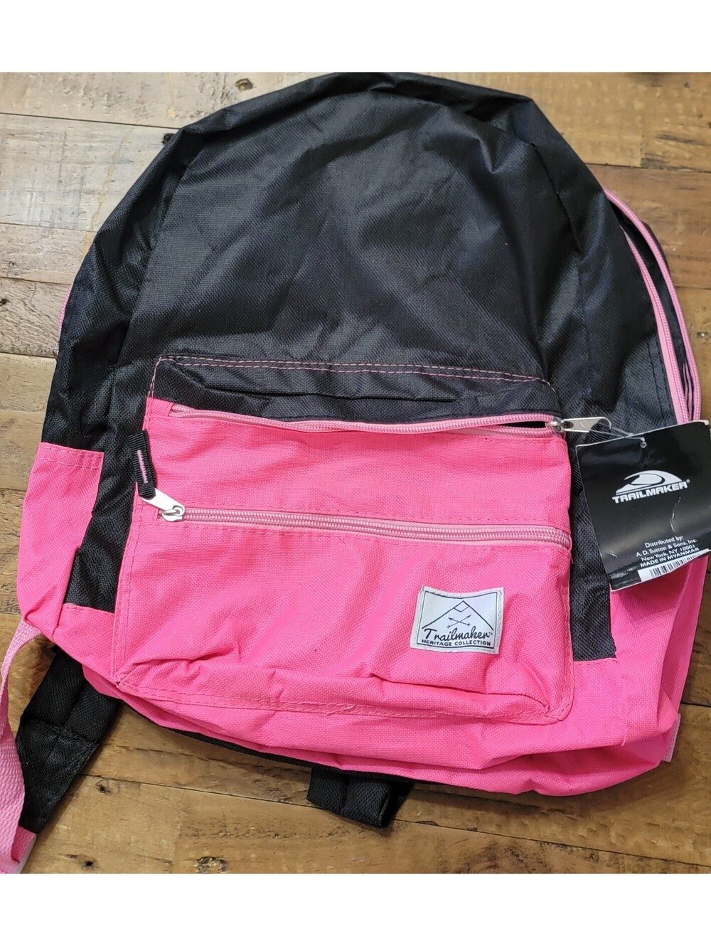 Trailmaker Pink Black Backpack School Travel Book Bag NWT